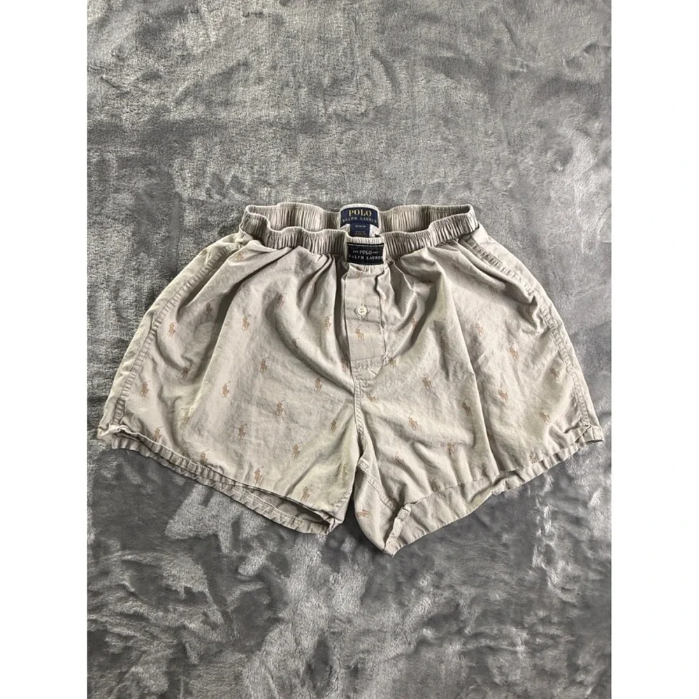 Polo Ralph Lauren Pony Print Woven Boxers Men's Underwear M Tan